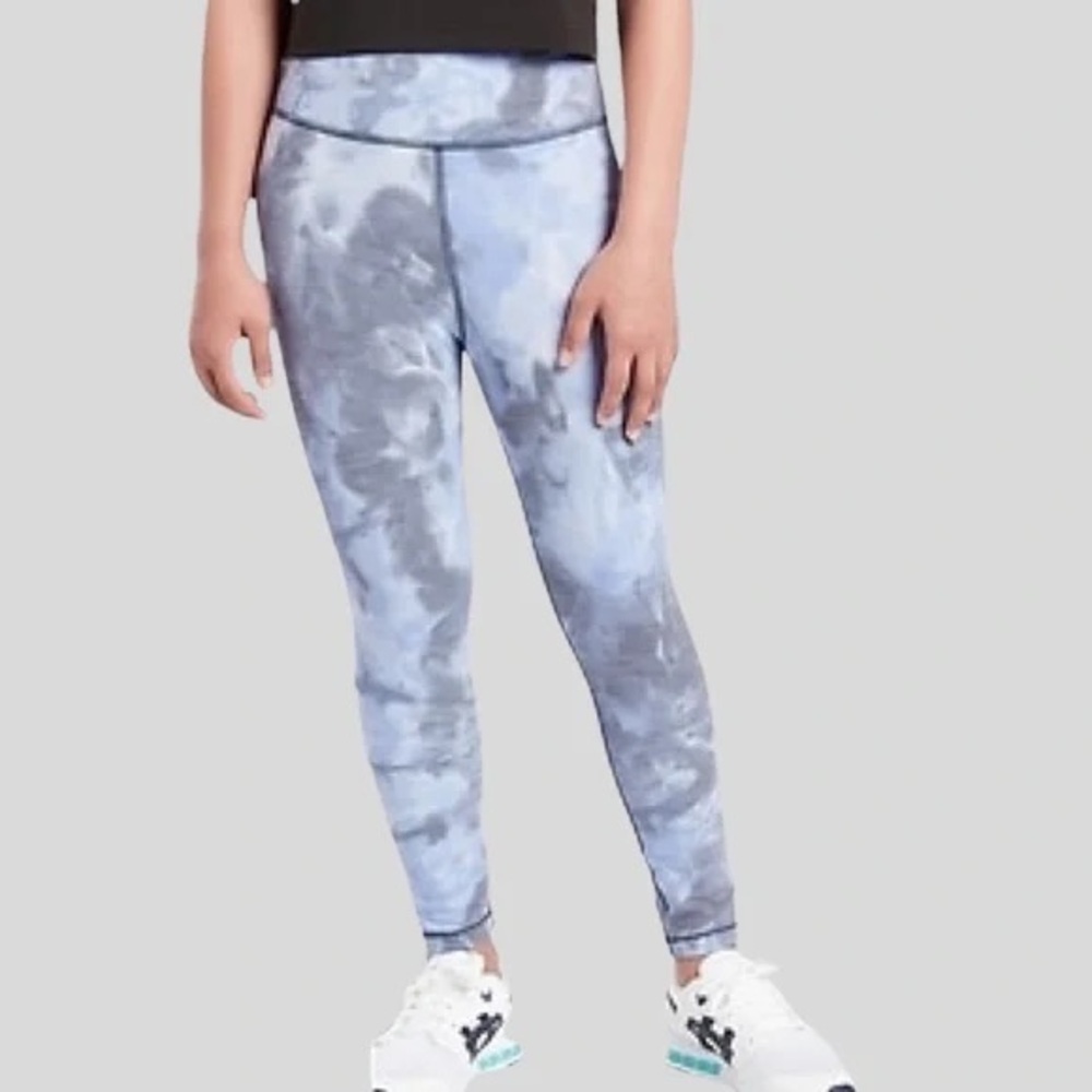 Athleta Girl Chit Chat Textured Capri Size Large 12 Aura Blue Tie Dye